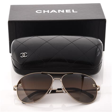 chanel aviator sunglasses with leather sides|Chanel aviator sunglasses 4189tq.